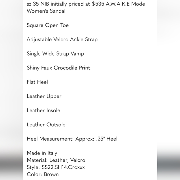 NIB $695 Awake Mode Riley croc sandals - Picture 10 of 10